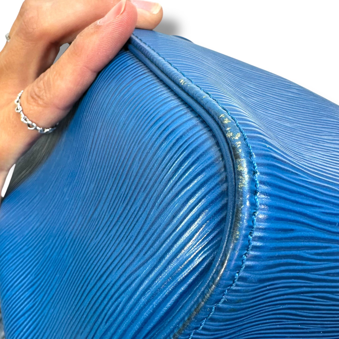 Blue Epi Leather Speedy 25 Handbag Luxury Designer By Louis Vuitton, Size: Medium