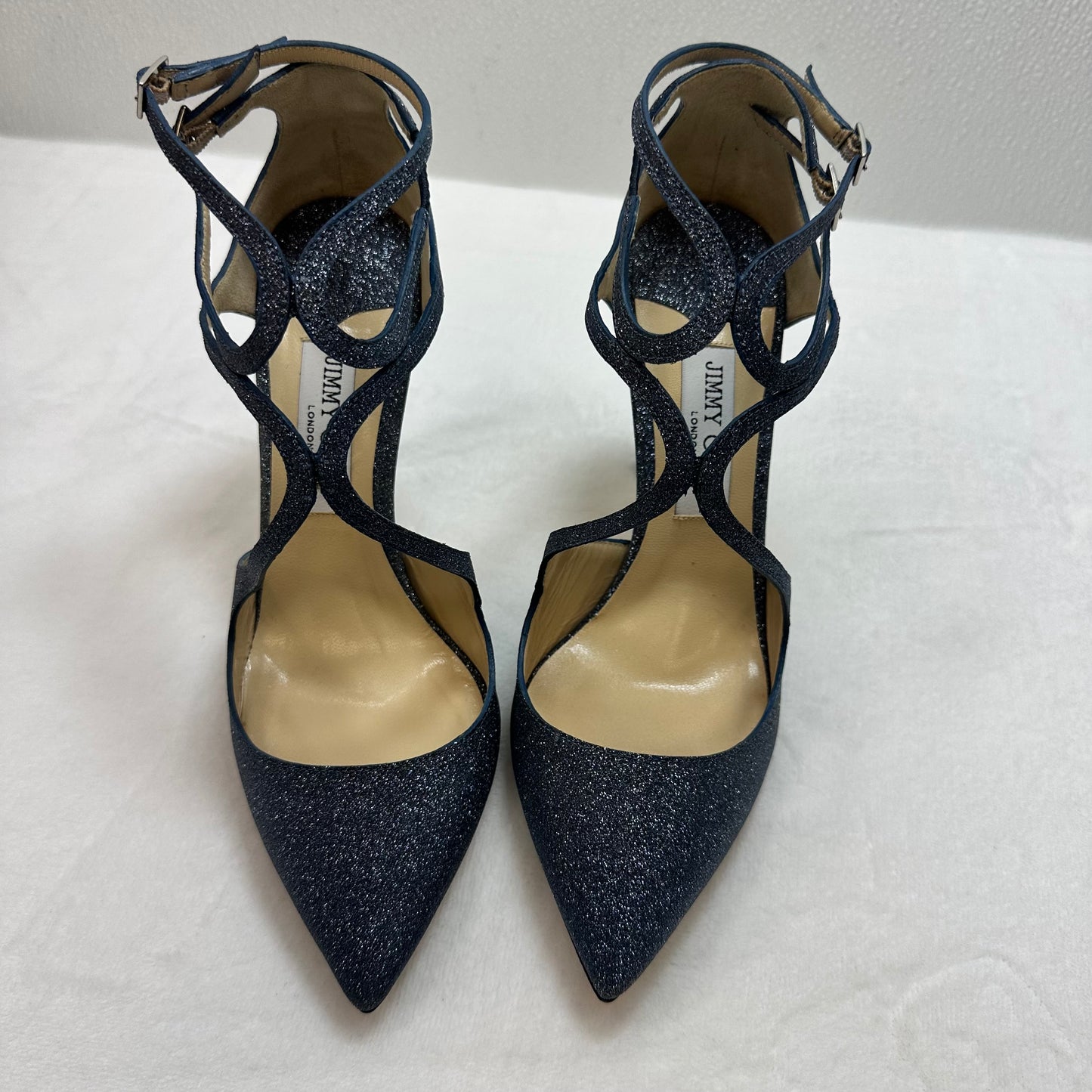 Shoes Luxury Designer By Jimmy Choo In Blue, Size: 9