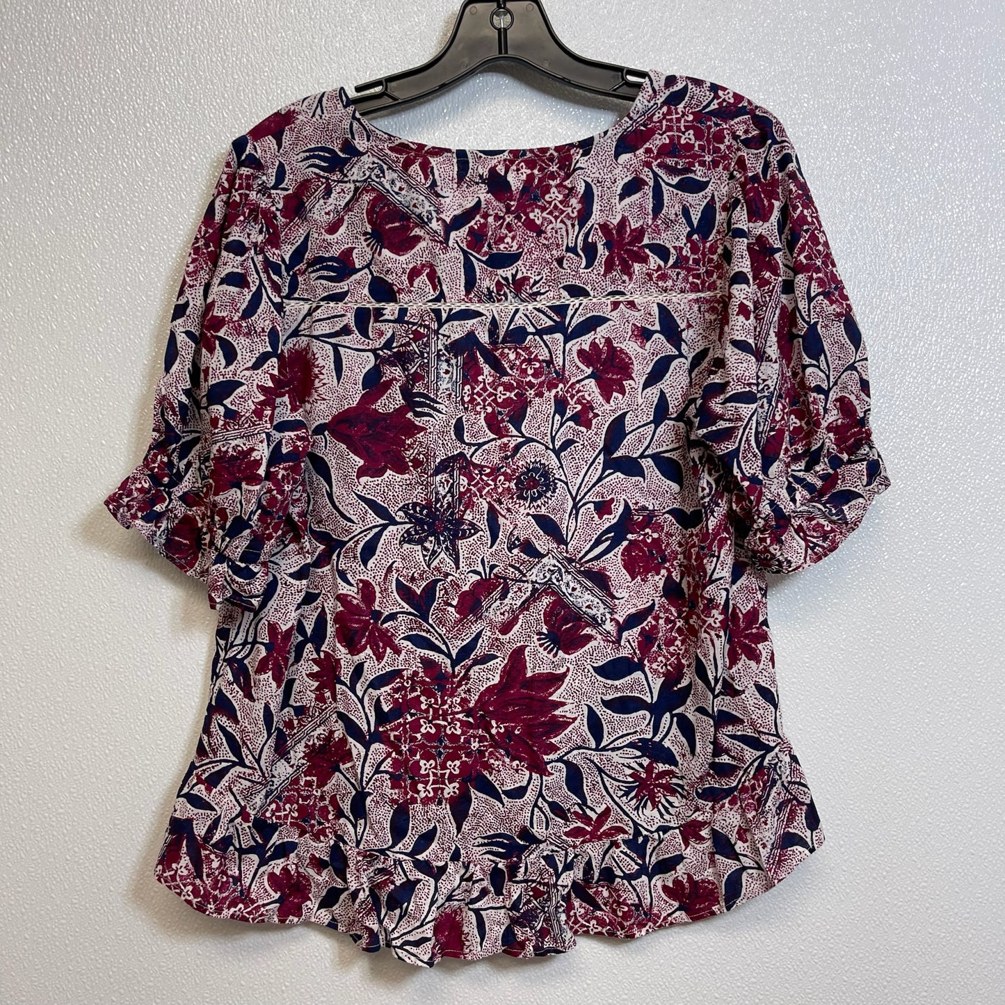 Top Short Sleeve By Lucky Brand O In Flowered, Size: M