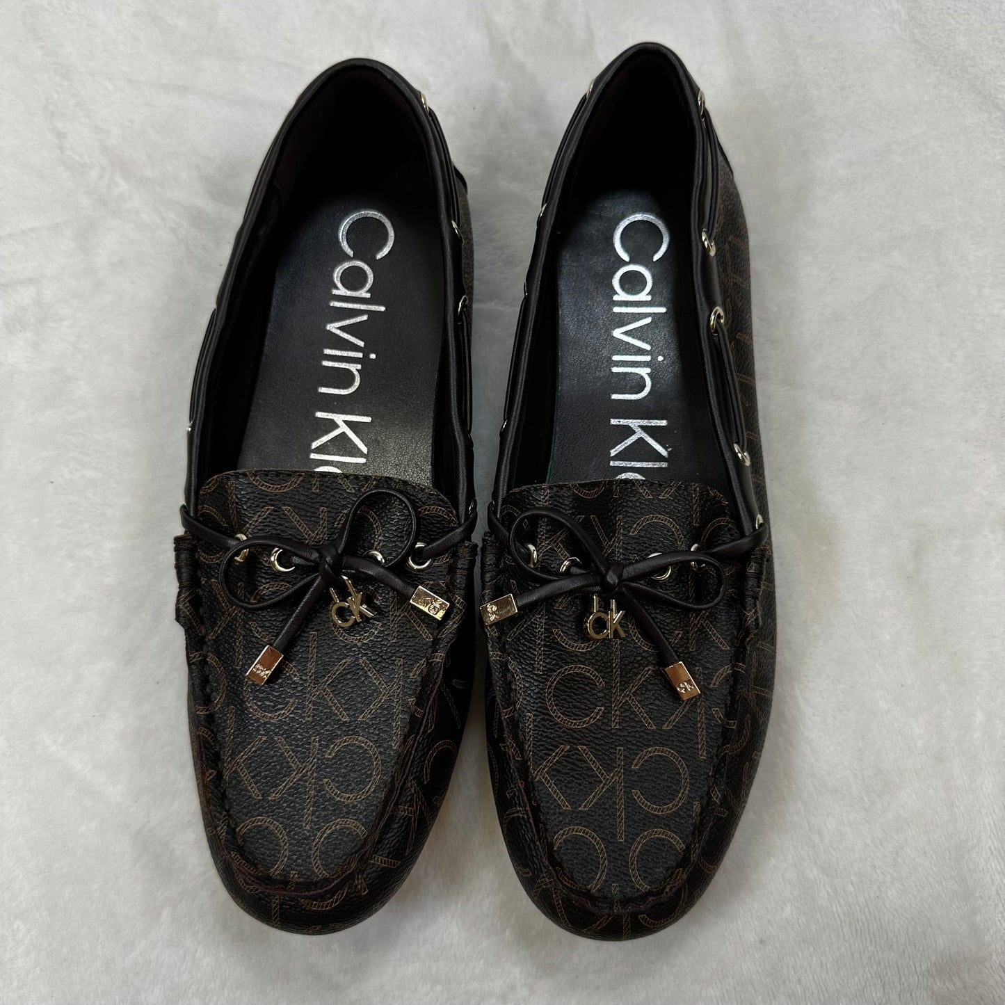 Shoes Flats Boat By Calvin Klein O In Monogram, Size: 8