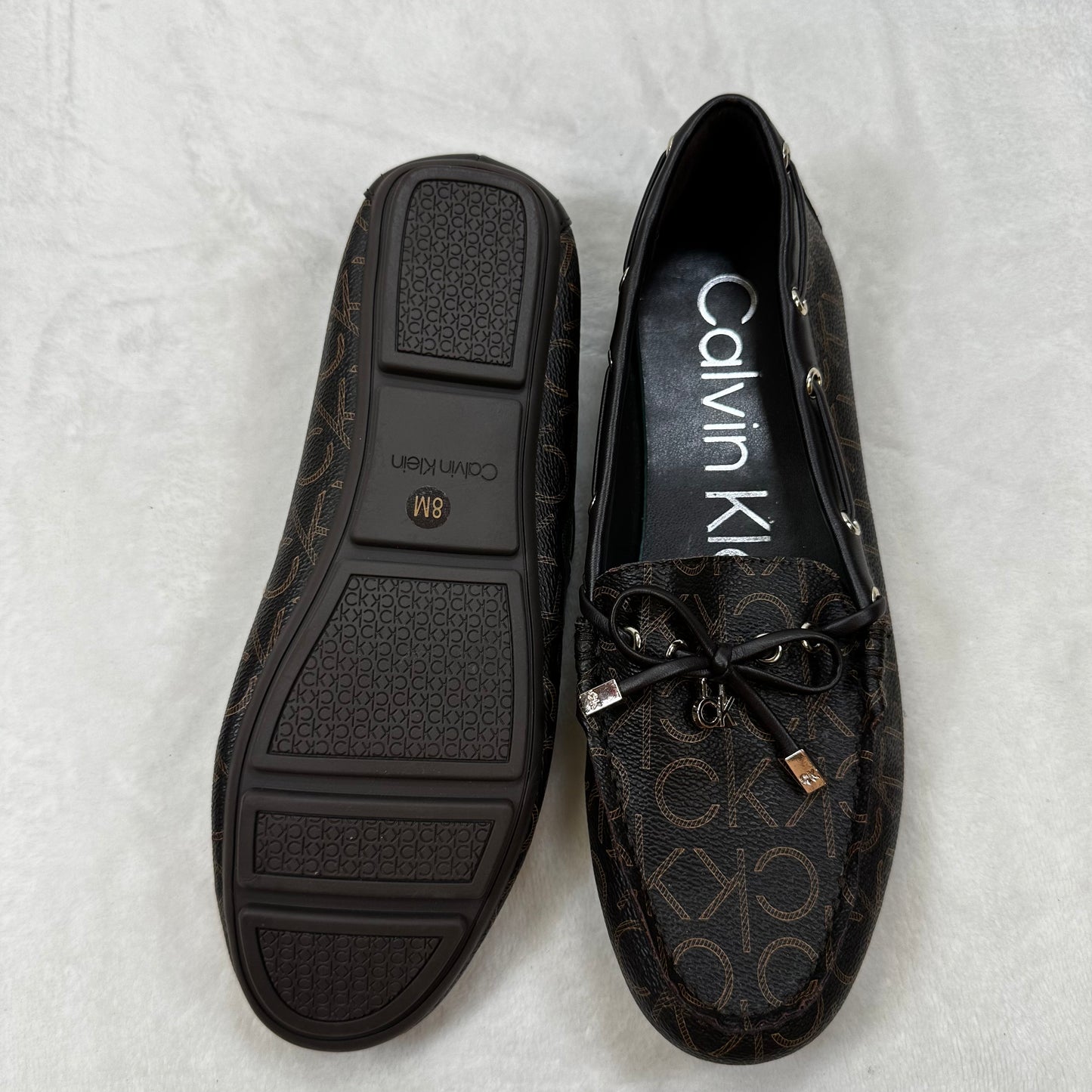 Shoes Flats Boat By Calvin Klein O In Monogram, Size: 8