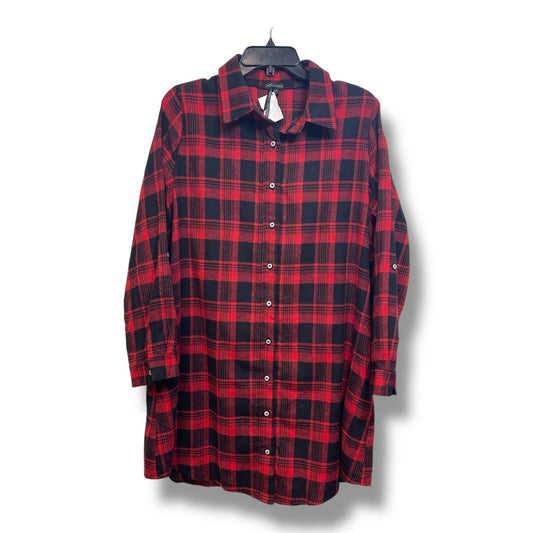Top Long Sleeve By Coco And Carmen In Checkered Pattern, Size: Xl