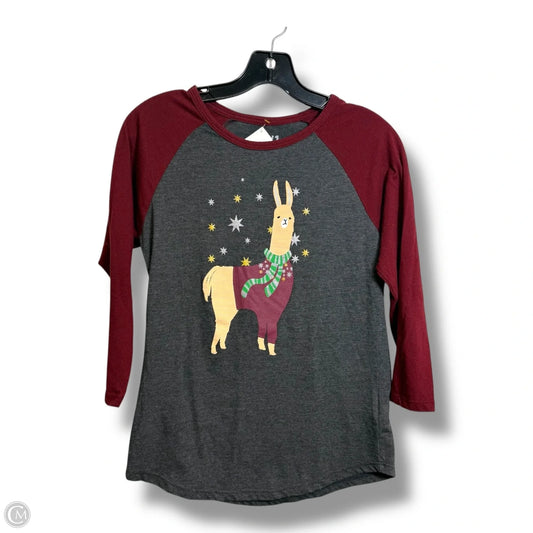 Christmas llama Top Long Sleeve Basic By Cmf In Grey, Size: S