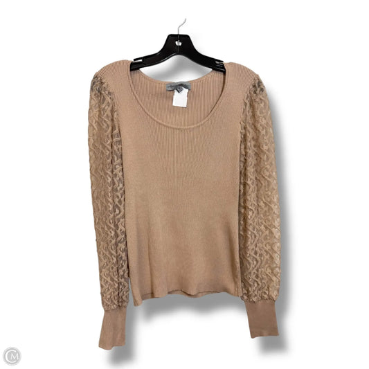 Top Long Sleeve By Absolutely Famous In Tan, Size: M