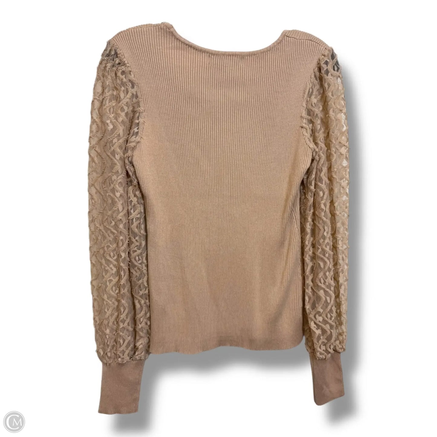 Top Long Sleeve By Absolutely Famous In Tan, Size: M