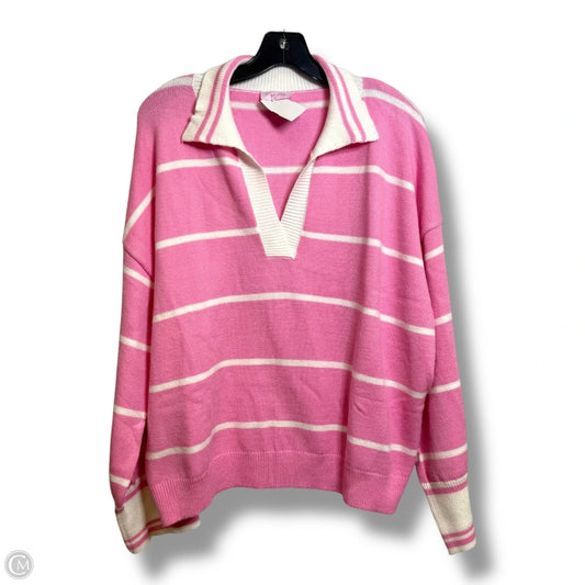 Top Long Sleeve By Pink Lily In Striped Pattern, Size: L