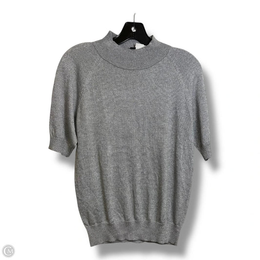 Top Short Sleeve By Ann Taylor In Silver, Size: S