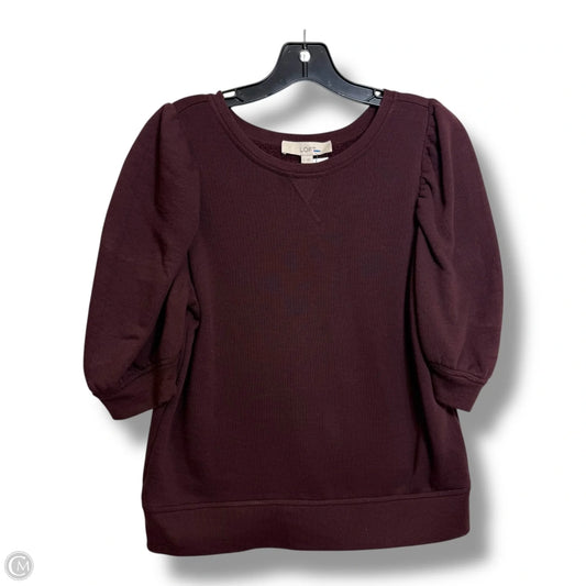 Top Short Sleeve Basic By Loft In Maroon, Size: S