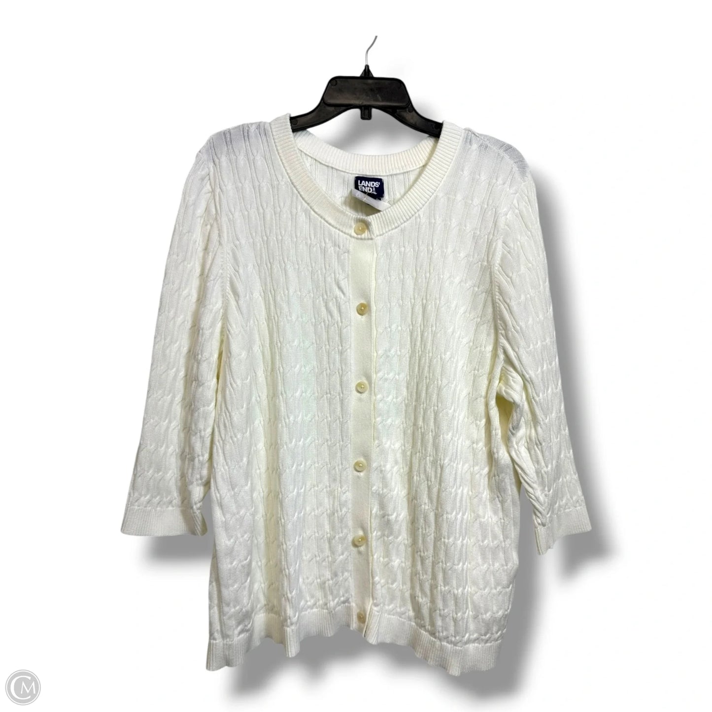 Cardigan By Lands End In White, Size: 2x