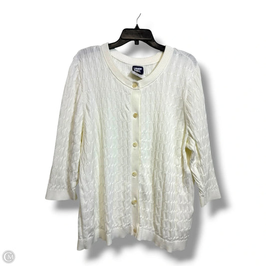 Cardigan By Lands End In White, Size: 2x