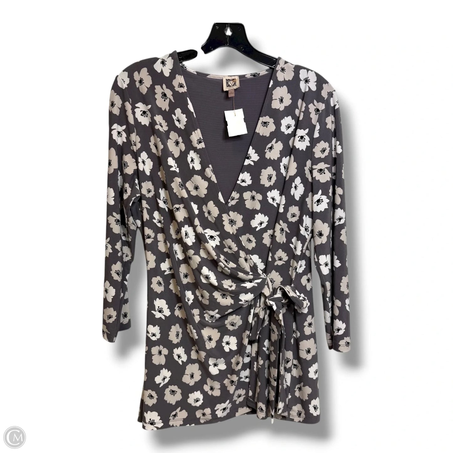Top 3/4 Sleeve By Anne Klein In Grey, Size: L
