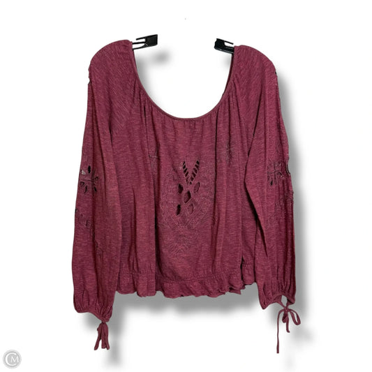 Top Long Sleeve Basic By Free People In Maroon, Size: L