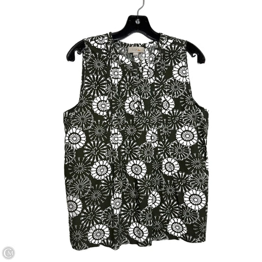 Top Sleeveless By Loft In Green & White, Size: M