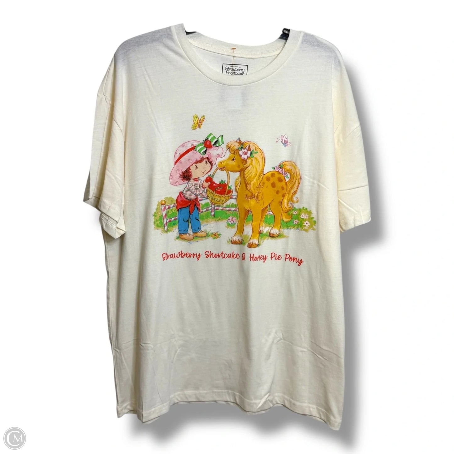Strawberry Shortcake Top Short Sleeve Basic By Cmf In Cream, Size: Xl