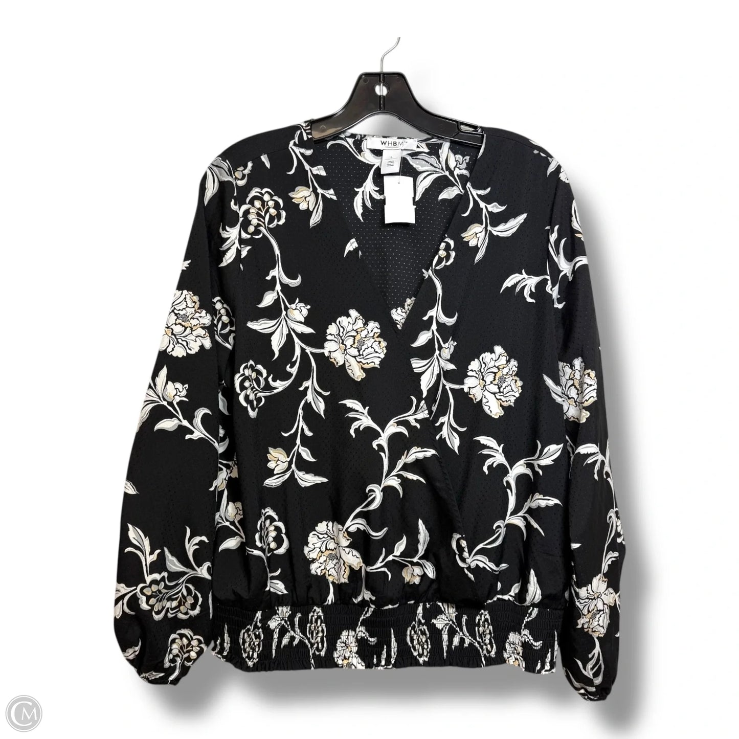 Top Long Sleeve By White House Black Market In Black & White, Size: L