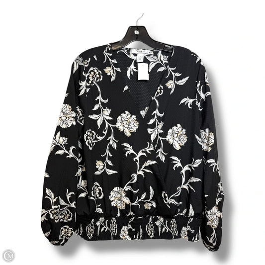 Top Long Sleeve By White House Black Market In Black & White, Size: L