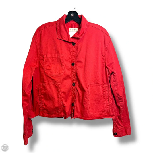 Jacket Denim By Anthropologie In Coral, Size: L