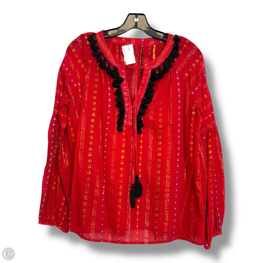 Top Long Sleeve By Cmf In Red, Size: M