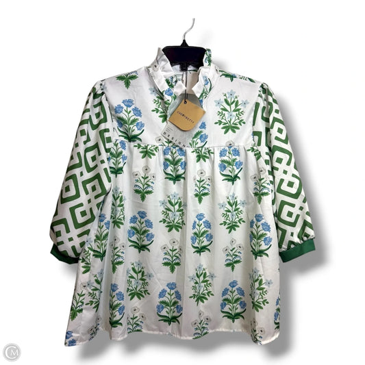 Top Short Sleeve By Clothes Mentor In Green & White, Size: L