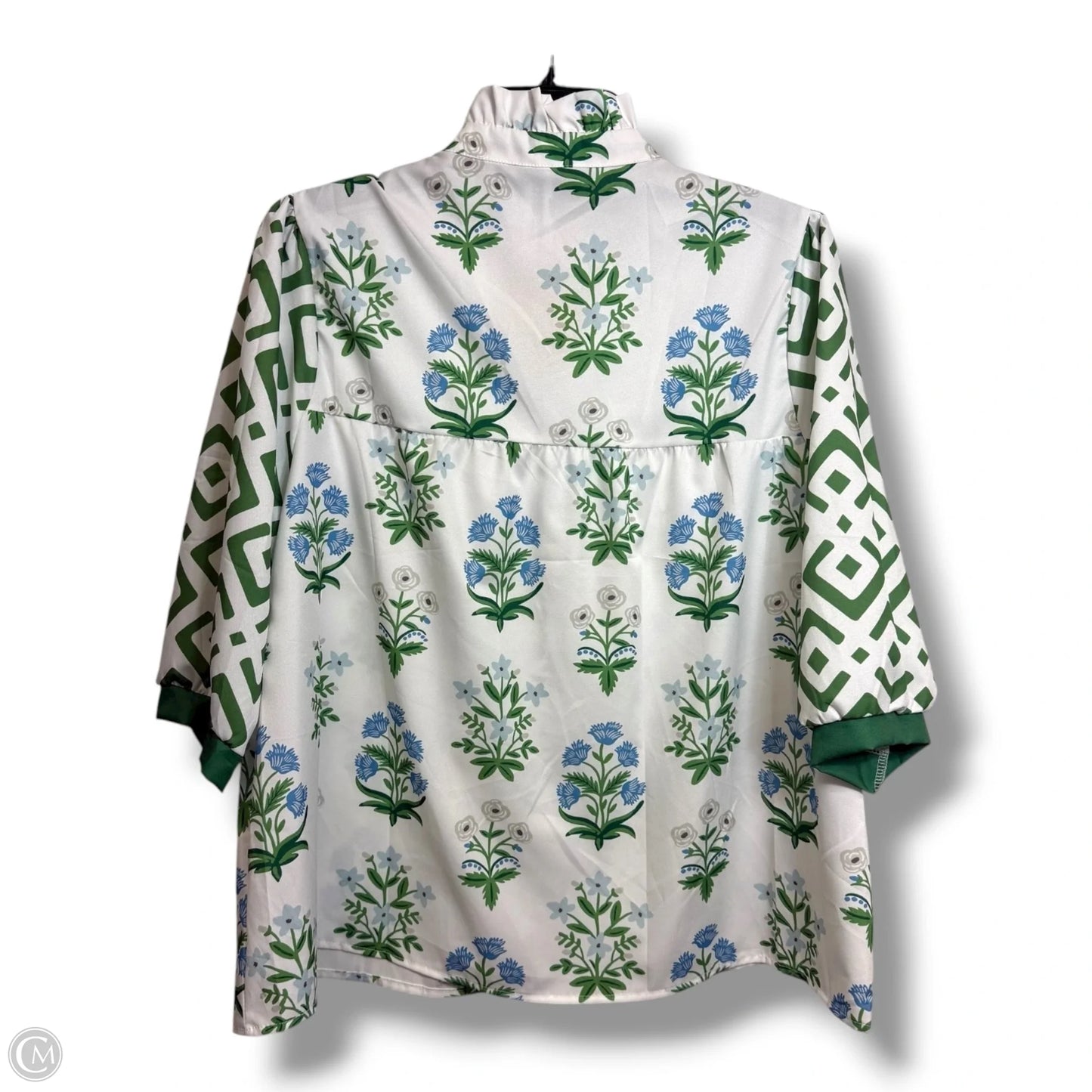 Top Short Sleeve By Clothes Mentor In Green & White, Size: L