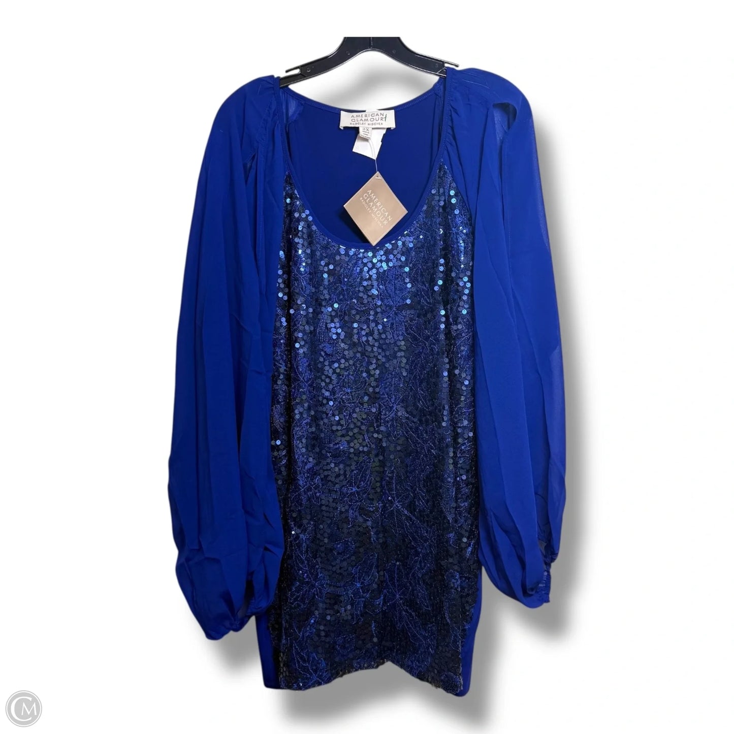 Top Long Sleeve By American Glamour Badgley In Blue, Size: 3x