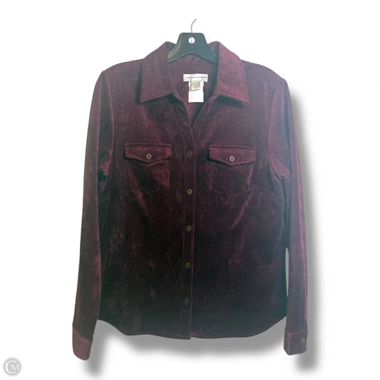 Top Long Sleeve By Christopher And Banks In Maroon, Size: M