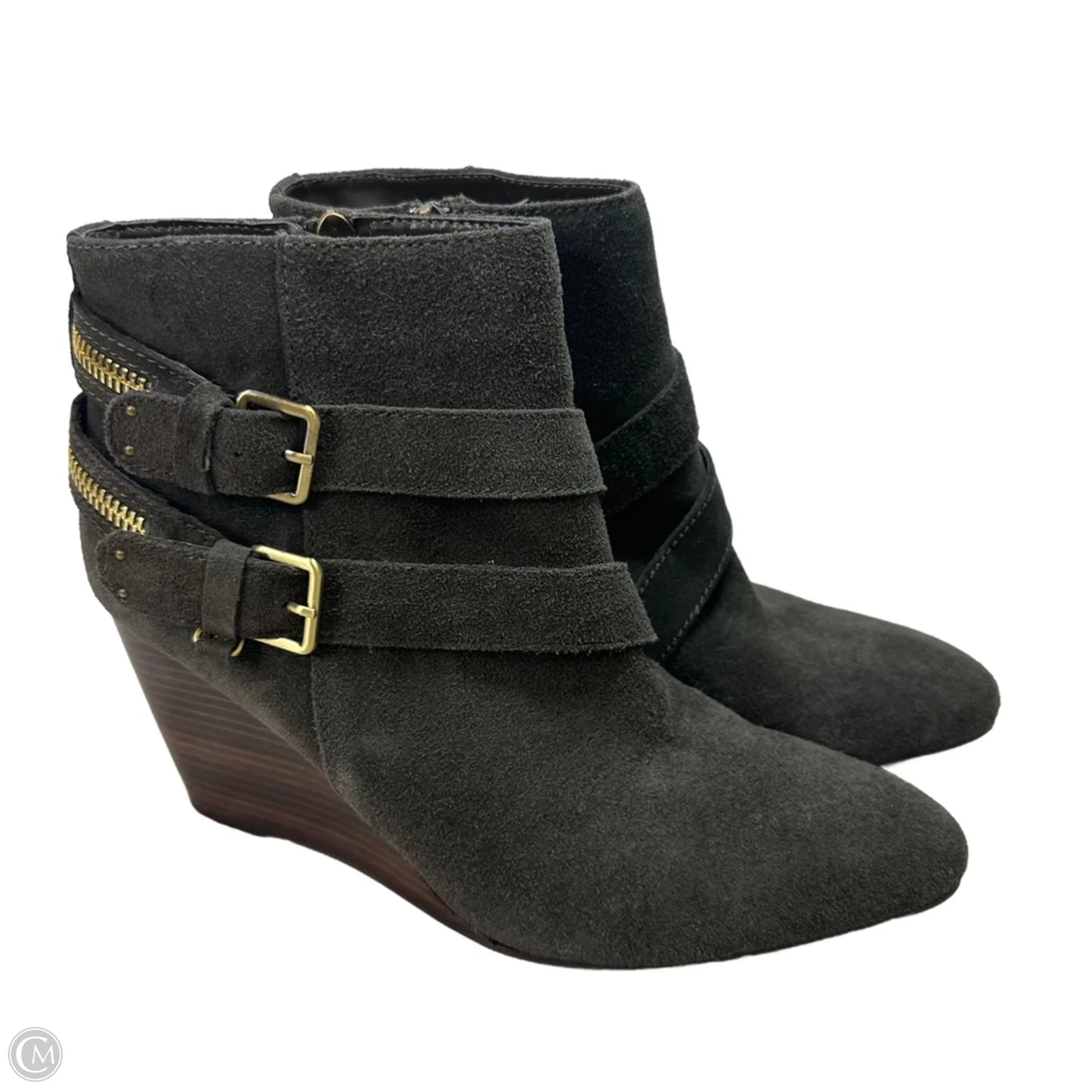 Boots Ankle Heels By Dv In Grey, Size: 9.5