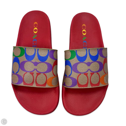 Sandals Designer By Coach In Rainbow Print, Size: 6