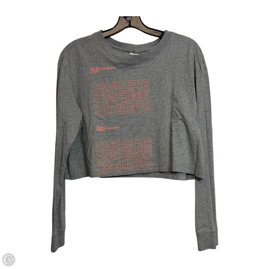 Cropped Athletic Top Long Sleeve Crewneck By Nike Apparel In Grey, Size: M