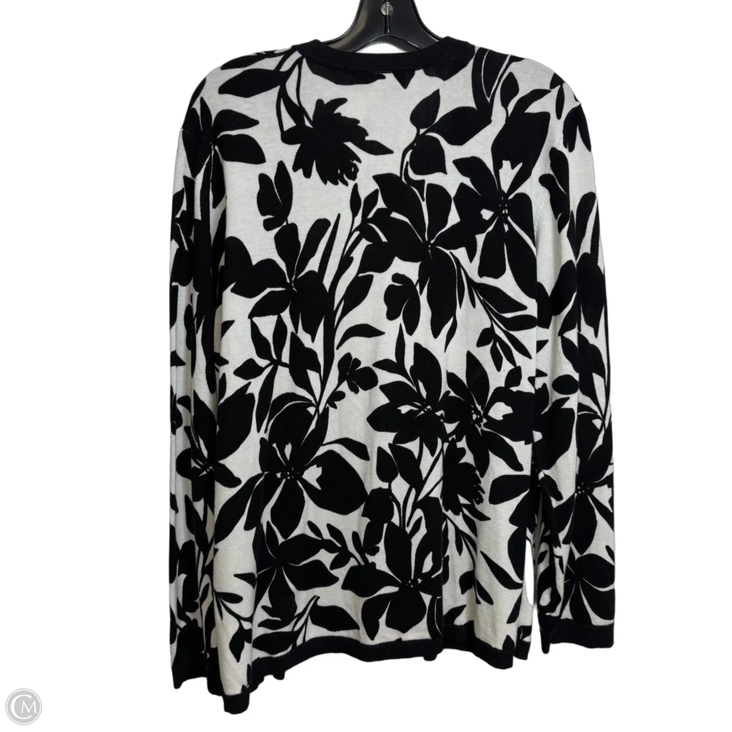 Cardigan By Kasper In Black & White, Size: Xl