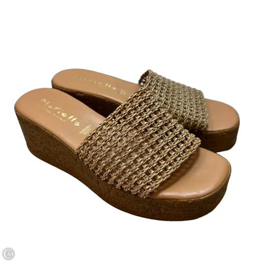 Sandals Heels Platform By Clothes Mentor In Gold, Size: 7