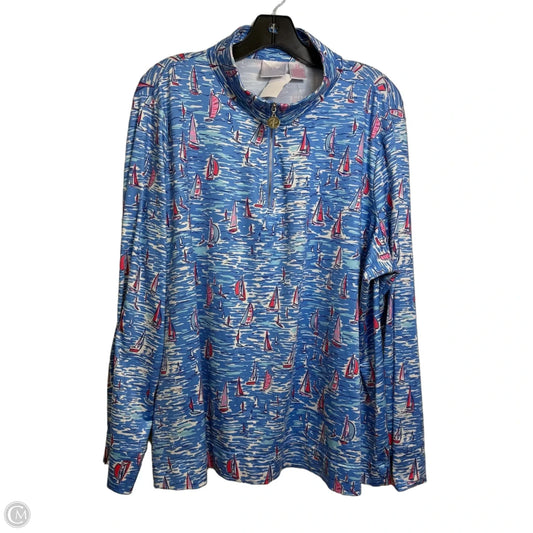 Athletic Top Long Sleeve Collar By Stella Parker In Nautical Print, Size: 2x