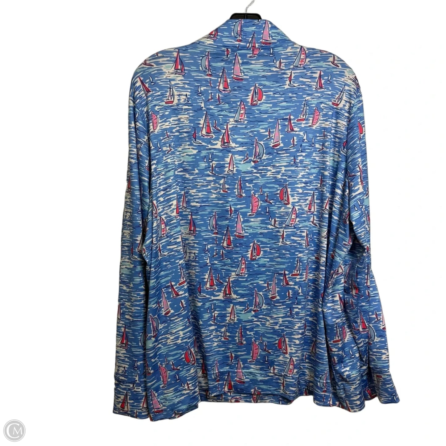 Athletic Top Long Sleeve Collar By Stella Parker In Nautical Print, Size: 2x