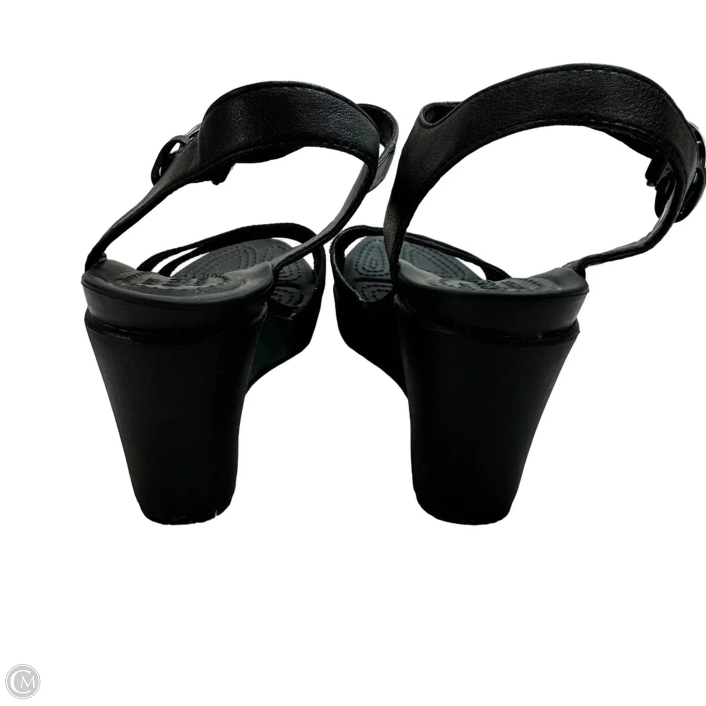 Sandals Heels Wedge By Crocs In Black, Size: 7