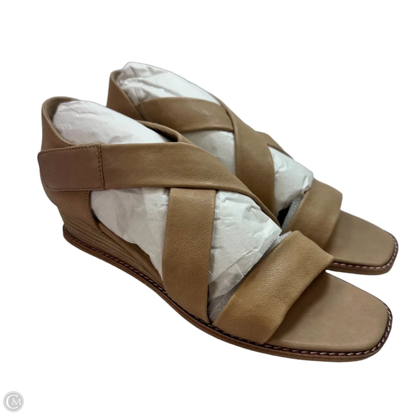 Sandals Heels Wedge By Vaneli In Tan, Size: 8.5