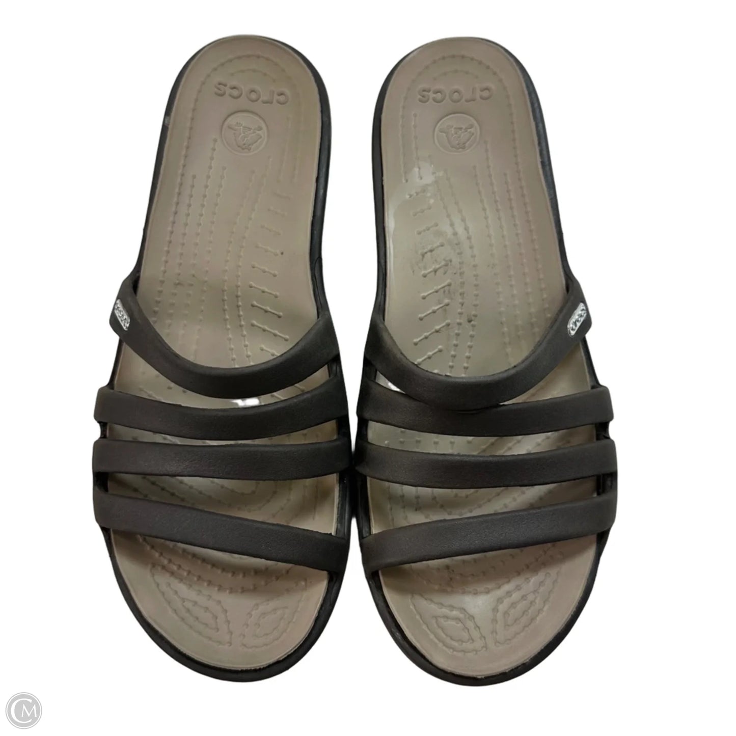 Sandals Heels Wedge By Crocs In Brown, Size: 8
