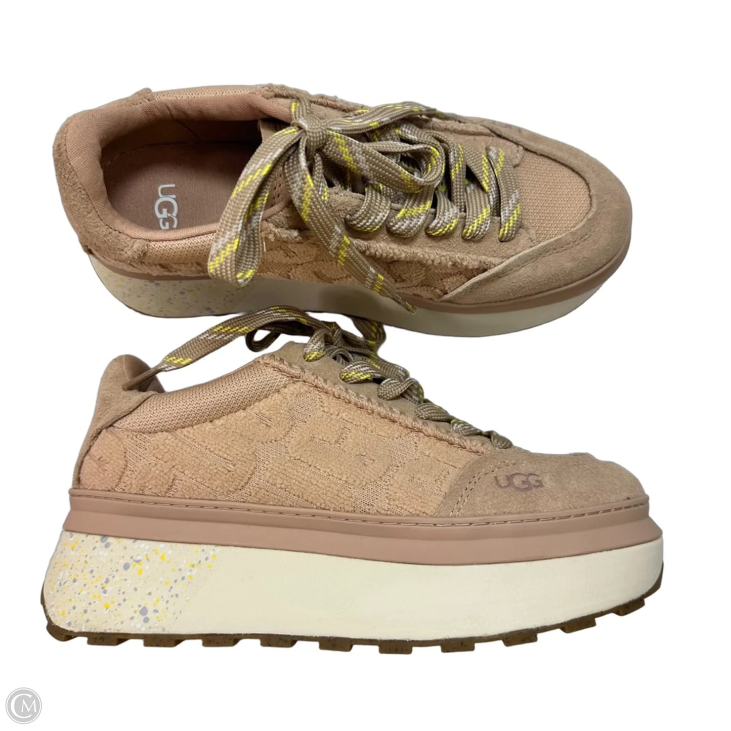 Marin Lace Logo Sneaker Shoes Designer By Ugg In Pink, Size: 8.5