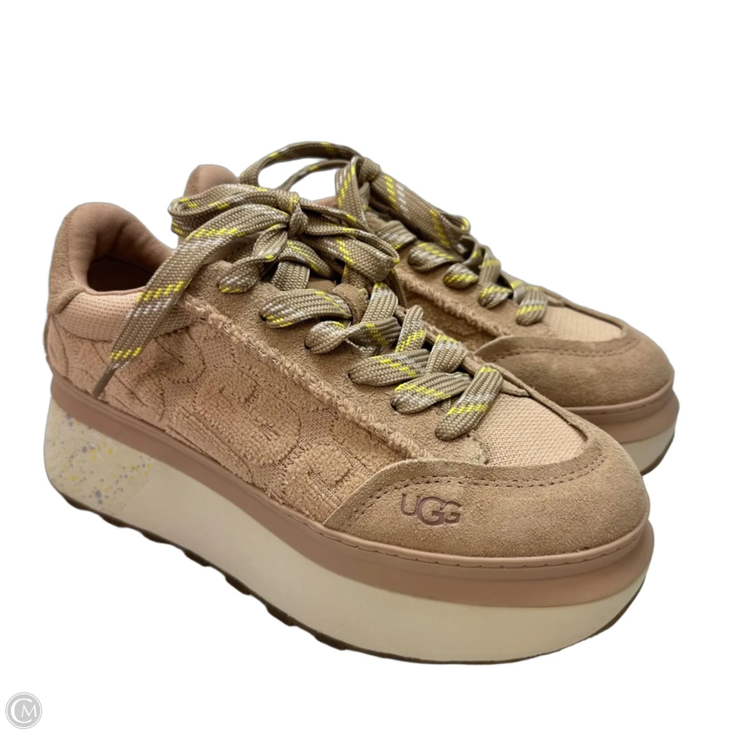 Marin Lace Logo Sneaker Shoes Designer By Ugg In Pink, Size: 8.5
