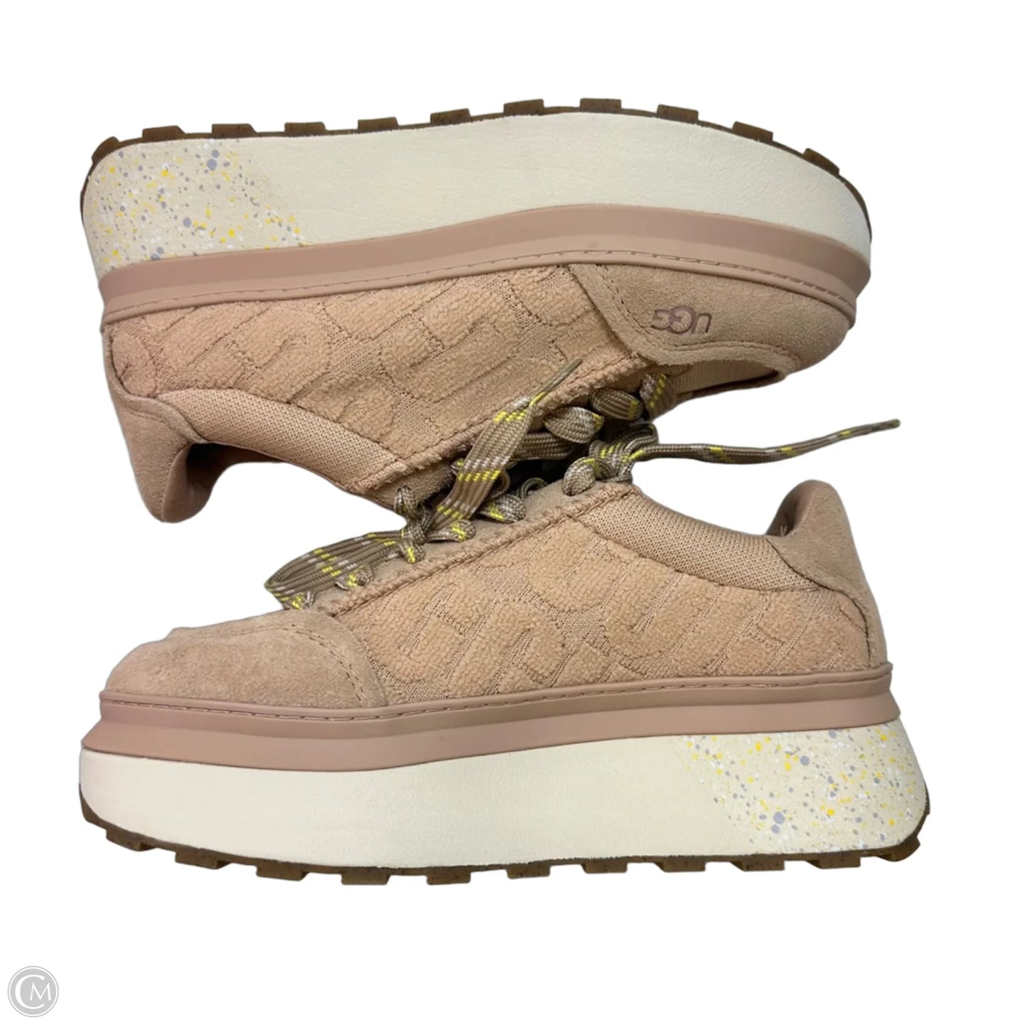 Marin Lace Logo Sneaker Shoes Designer By Ugg In Pink, Size: 8.5
