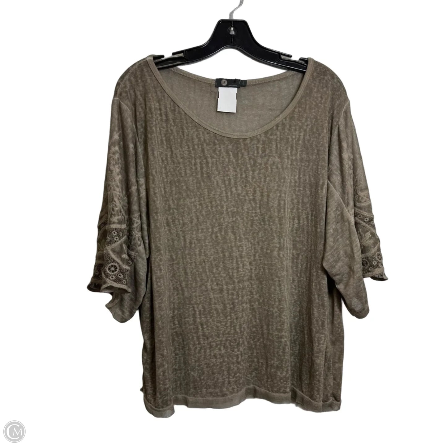 Top Long Sleeve By M Made In Italy In Taupe, Size: M