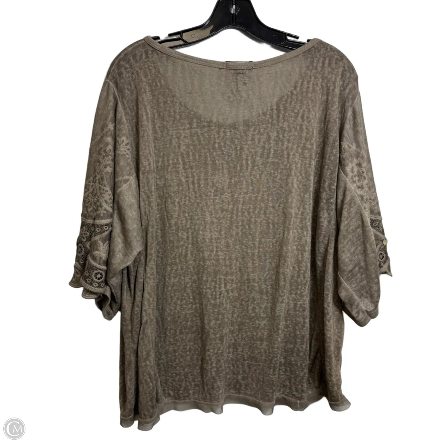 Top Long Sleeve By M Made In Italy In Taupe, Size: M