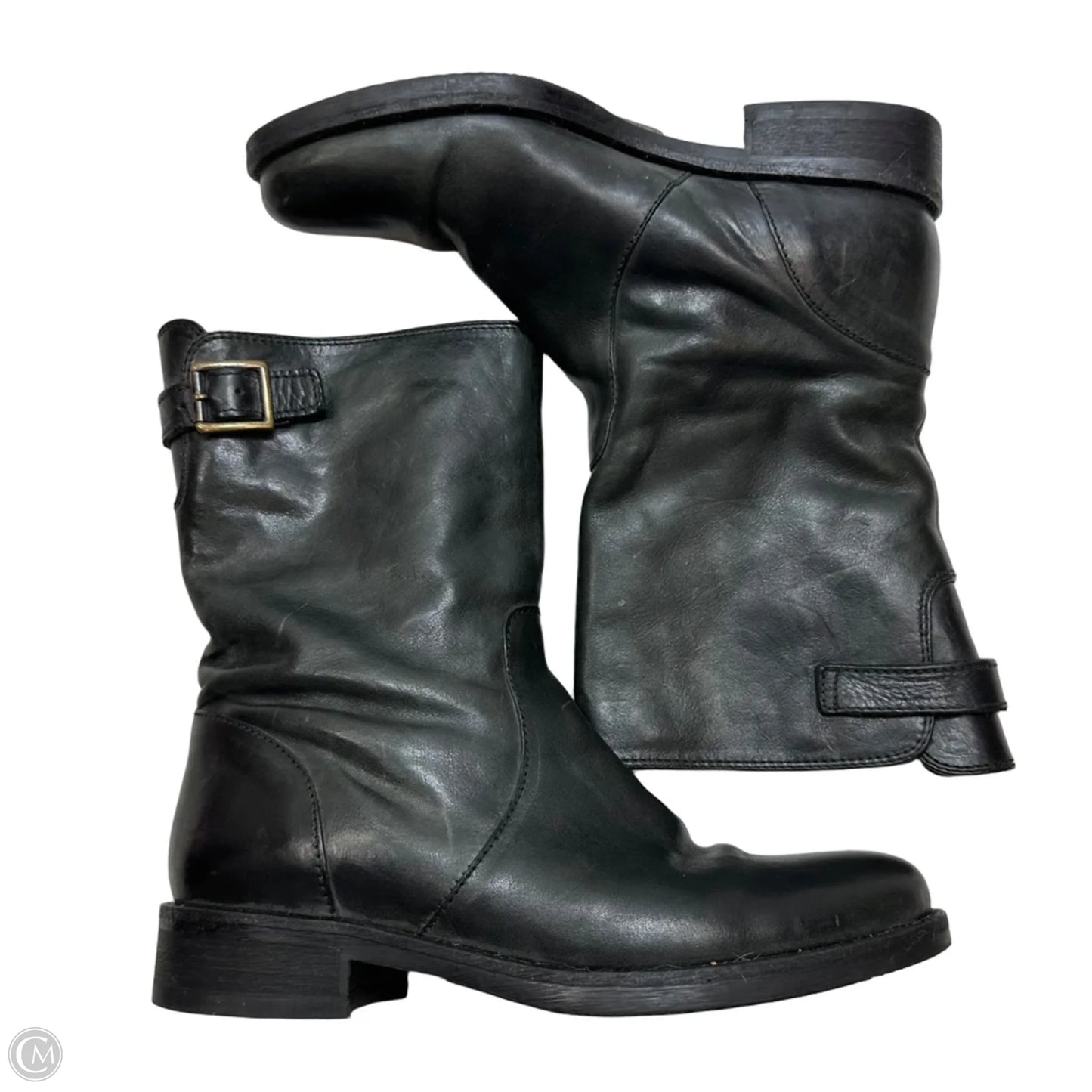 Leather Boots Ankle Flats By J. Crew In Black, Size: 8
