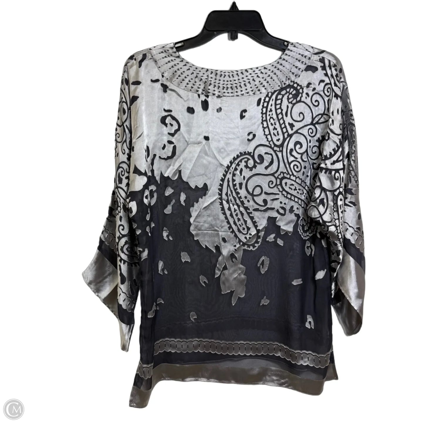 Top 3/4 Sleeve By Chicos In Silver, Size: S