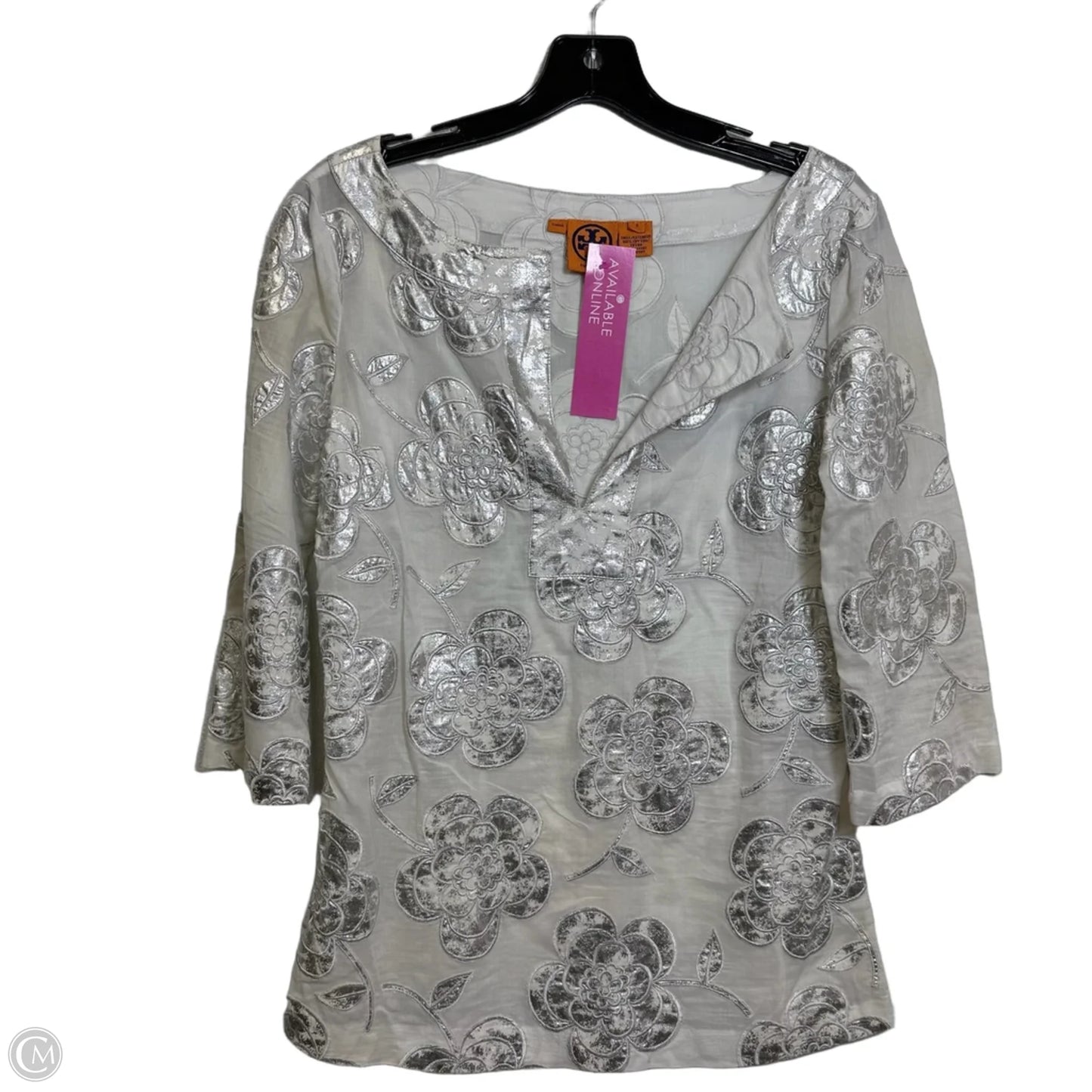 Top Long Sleeve Designer By Tory Burch In Silver, Size: 8