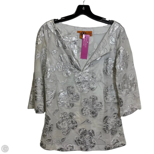 Top Long Sleeve Designer By Tory Burch In Silver, Size: 8