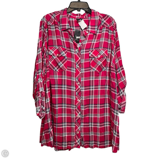 Top Long Sleeve By Torrid In Plaid Pattern, Size: 4x