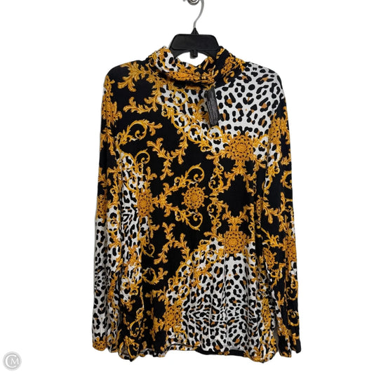 Top Long Sleeve By Iman In Black & Gold, Size: 2x