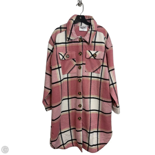 Jacket Shirt By Sabrina Lauren In Plaid Pattern, Size: L