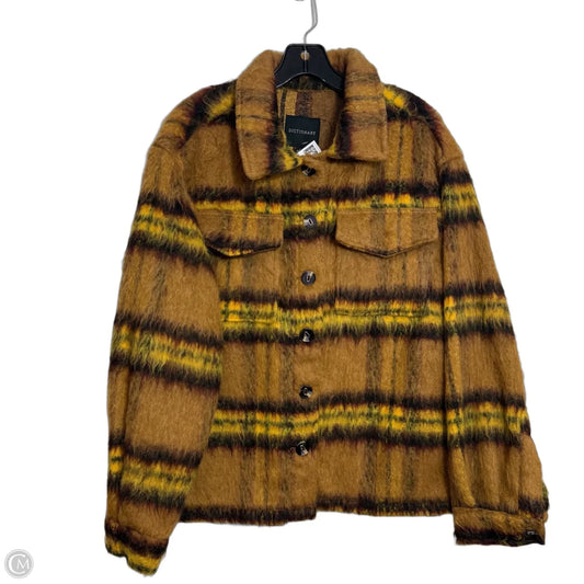 Coat Faux Fur & Sherpa By Dictionary In Plaid Pattern, Size: L