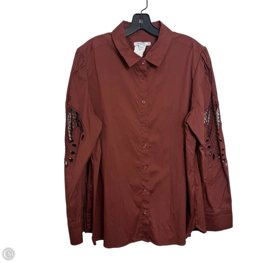 Top Long Sleeve By Chicos In Brown, Size: Xl